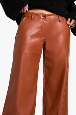 Pantalon taille basse synthétique à jambes larges