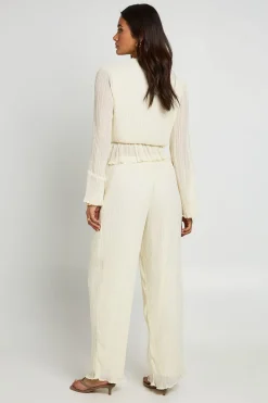 Pantalon À Taille Canal Unique Et Plis Plissés