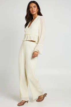 Pantalon À Taille Canal Unique Et Plis Plissés