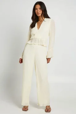 Pantalon À Taille Canal Unique Et Plis Plissés
