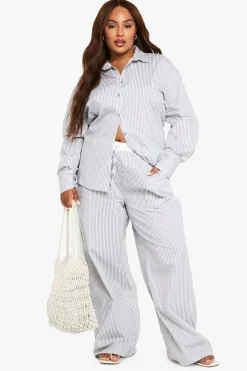 Pantalon à taille contrastée et jambes larges