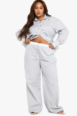 Pantalon à taille contrastée et jambes larges