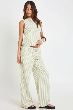Pantalon À Taille Cordon Avec Rayures Texturées