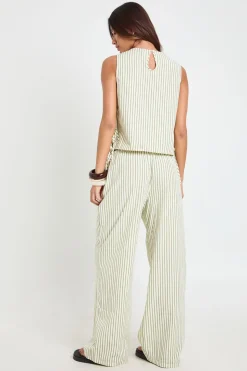Pantalon À Taille Cordon Avec Rayures Texturées