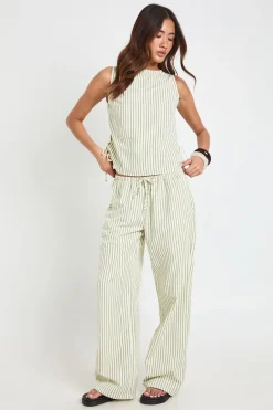 Pantalon À Taille Cordon Avec Rayures Texturées