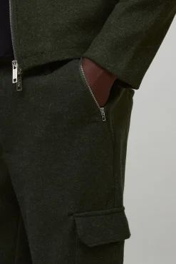 Pantalon à Taille Fixe Coupe Décontractée Aspect Laine