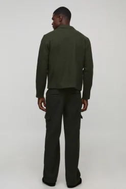 Pantalon à Taille Fixe Coupe Décontractée Aspect Laine