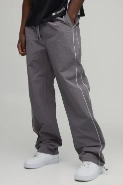boohooMAN Pantalon Taille Haute Coupe Décontractée En Nylon Avec Détails De Passepoil<Homme Pantalons Tall|Tout Afficher