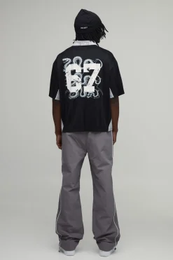 boohooMAN Pantalon Taille Haute Coupe Décontractée En Nylon Avec Détails De Passepoil<Homme Pantalons Tall|Tout Afficher