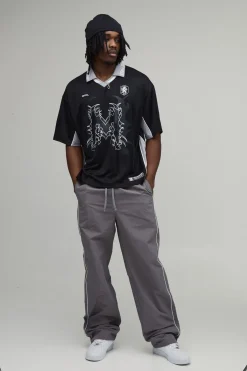 boohooMAN Pantalon Taille Haute Coupe Décontractée En Nylon Avec Détails De Passepoil<Homme Pantalons Tall|Tout Afficher