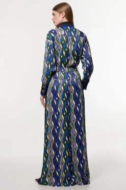 Pantalon taille haute en satin de viscose imprimé Amelia Graham
