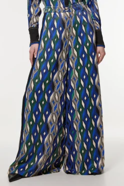 Pantalon taille haute en satin de viscose imprimé Amelia Graham
