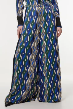 Pantalon taille haute en satin de viscose imprimé Amelia Graham