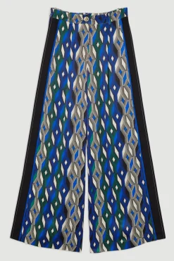 Pantalon taille haute en satin de viscose imprimé Amelia Graham