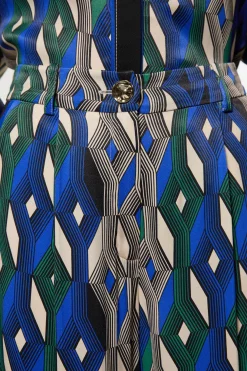 Pantalon taille haute en satin de viscose imprimé Amelia Graham