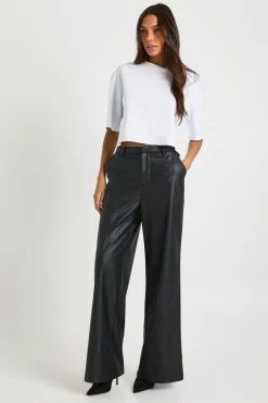 Pantalon Taille Haute En Synthétiquecuir À Jambes Larges
