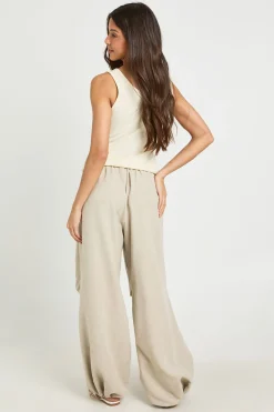 Pantalon À Taille Haute Et Ourlet Élastiqué