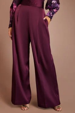 Pantalon Taille Haute Lisa Beige Avec Bande En Satin