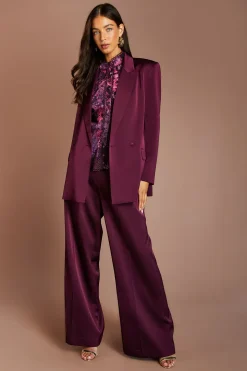 Pantalon Taille Haute Lisa Beige Avec Bande En Satin