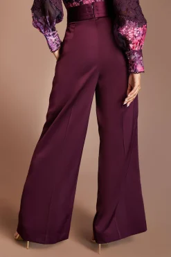 Pantalon Taille Haute Lisa Beige Avec Bande En Satin