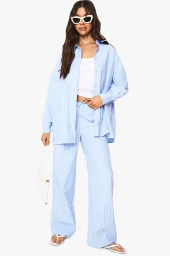 Pantalon à taille élastique avec cordon et jambes larges