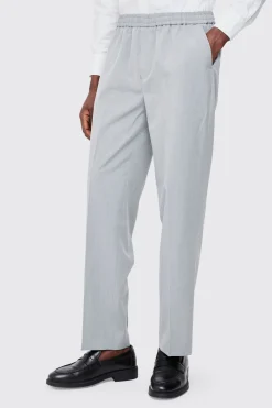 boohooMAN Pantalon à taille élastique, coupe droite, sur mesure<Homme Costumes Et Tenues Formelles