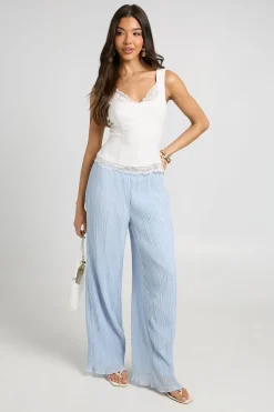 Pantalon À Taille Simple Canal Plissé