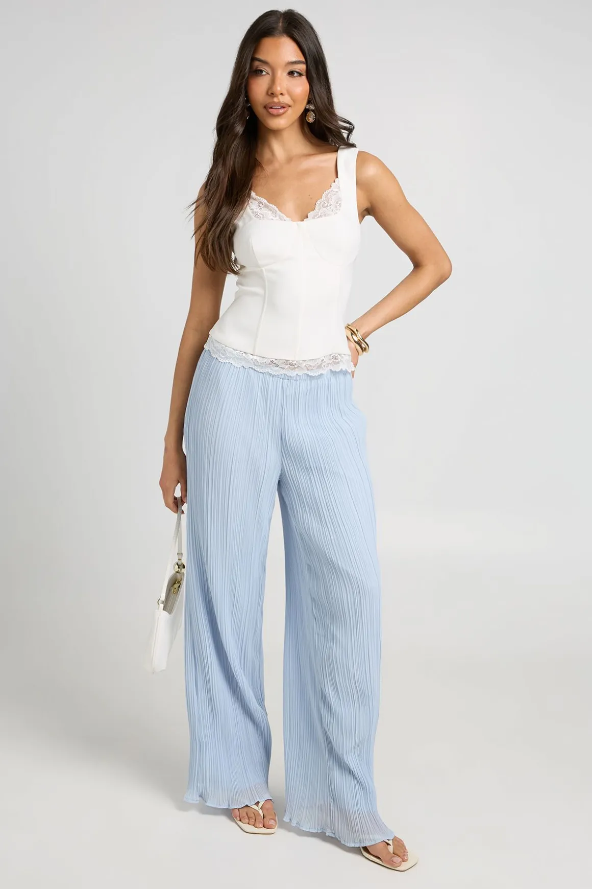 Pantalon À Taille Simple Canal Plissé