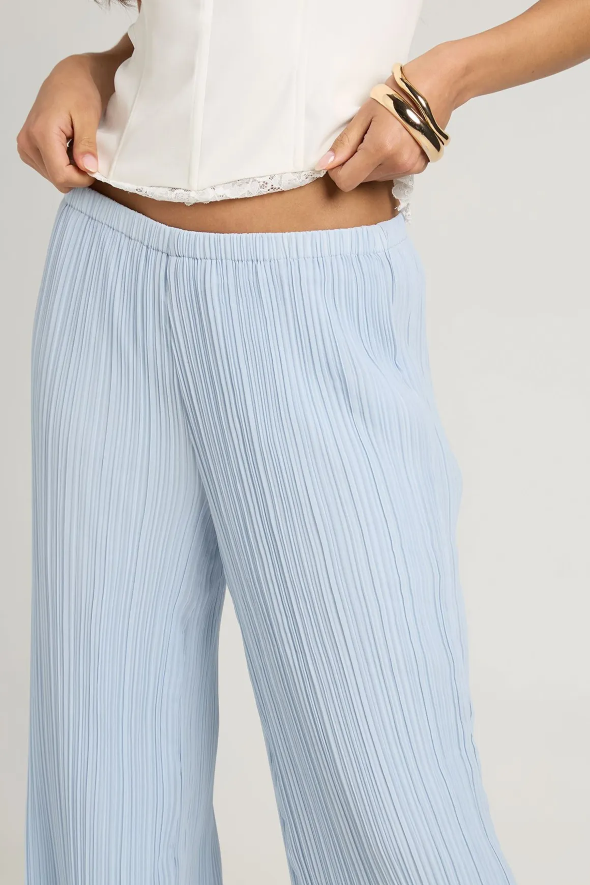 Pantalon À Taille Simple Canal Plissé