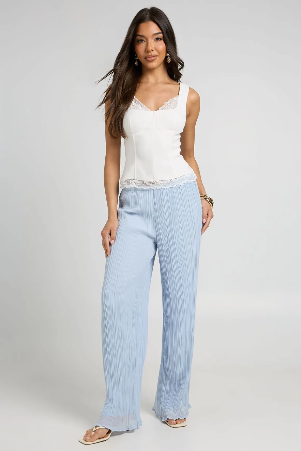 Pantalon À Taille Simple Canal Plissé