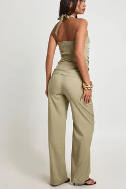 Pantalon Tailleur Chiné Taille Mi-haute
