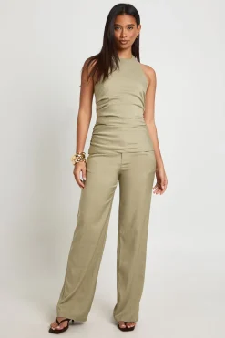 Pantalon Tailleur Chiné Taille Mi-haute