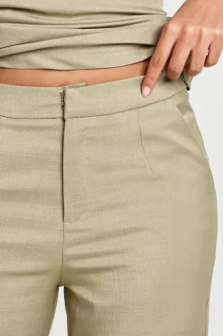 Pantalon Tailleur Chiné Taille Mi-haute