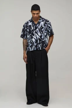 Pantalon Tailleur Coupe Large À Plis Devant Avec Ceinture