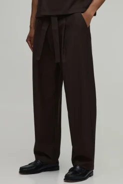 Pantalon Tailleur Décontracté Coupe Ample Avec Ceinture Ensemble Coordonné