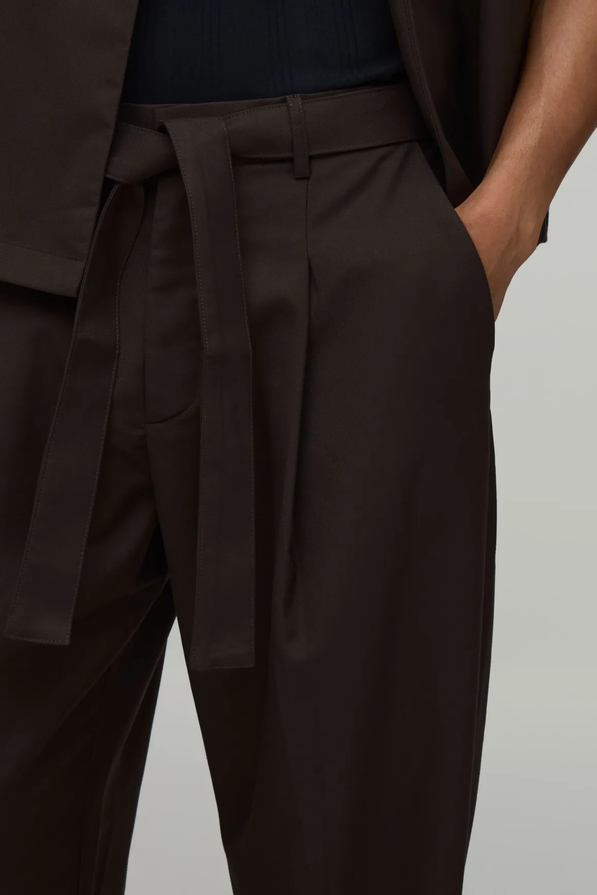 Pantalon Tailleur Décontracté Coupe Ample Avec Ceinture Ensemble Coordonné