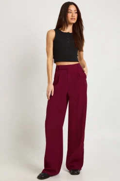 Pantalon Tailleur Droit Taille Haute
