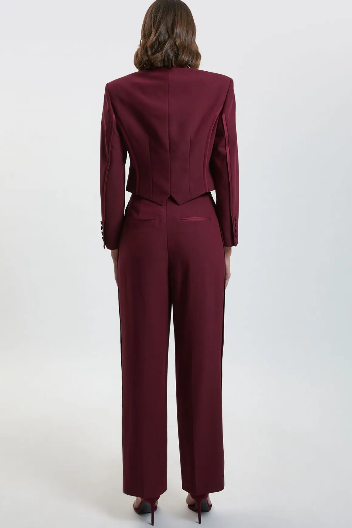 Pantalon Tailleur En Crêpe Envers Satin
