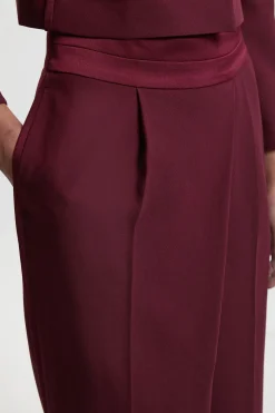 Pantalon Tailleur En Crêpe Envers Satin
