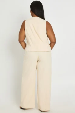 Pantalon Tailleur En Lin Grande Taille