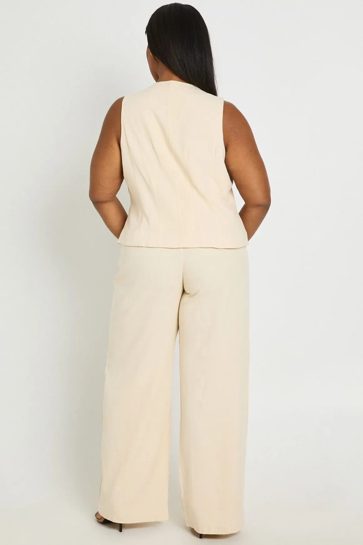 Pantalon Tailleur En Lin Grande Taille