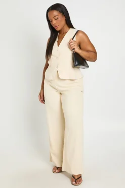 Pantalon Tailleur En Lin Grande Taille
