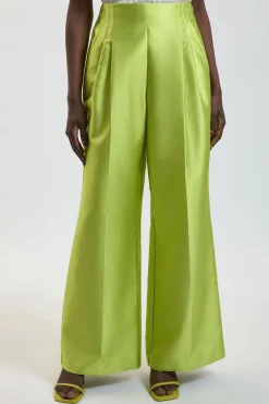 Pantalon Tailleur En Satin Structuré