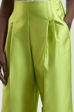 Pantalon Tailleur En Satin Structuré