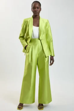 Pantalon Tailleur En Satin Structuré