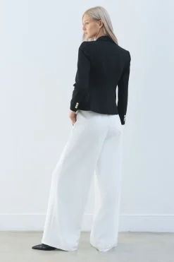 Pantalon Tailleur Essentiel à Jambes Larges Stretch Compact