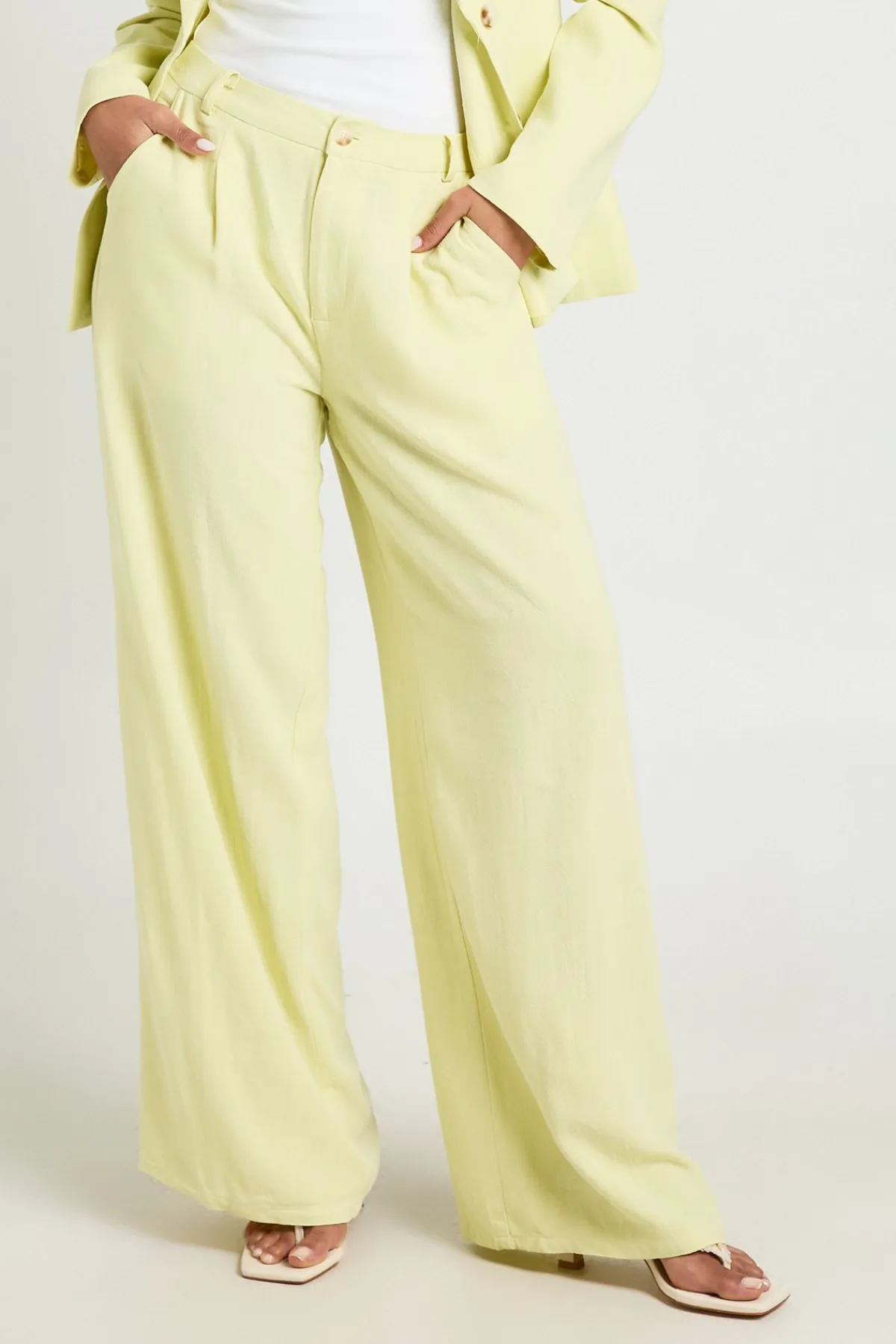 boohoo Pantalon Tailleur Fluide À Jambes Larges Aspect Lin Chiné<Femme Pantalons|Tailleurs