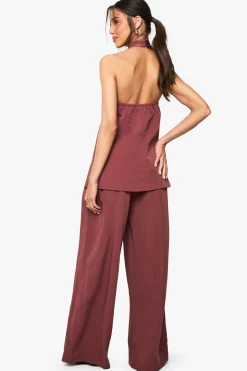 Pantalon Tailleur Fluide à Jambes Larges Plissé
