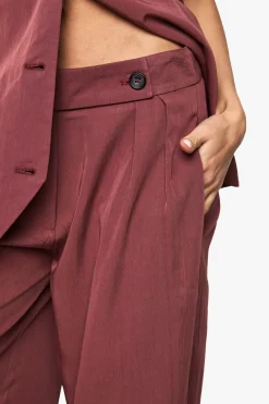 Pantalon Tailleur Fluide à Jambes Larges Plissé