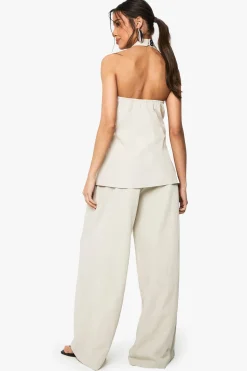Pantalon Tailleur Fluide Plissé à Jambes Larges